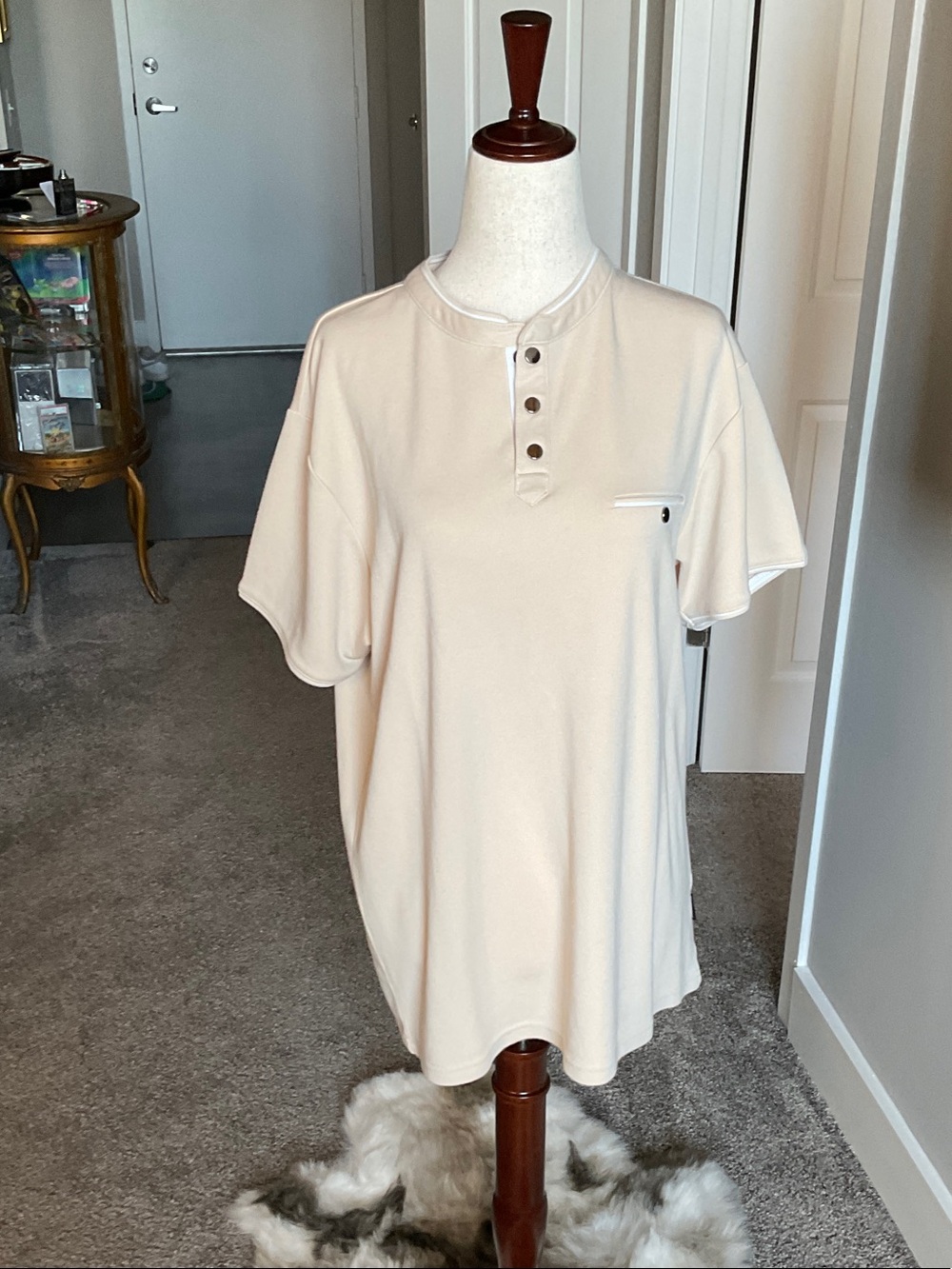 Men's Cream Henley Short-Sleeve Shirt